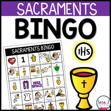 Load image into Gallery viewer, Catholic Seven Sacraments Bingo Cards Catholic Religion Vocabulary Games