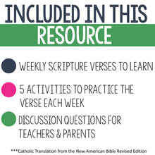 Load image into Gallery viewer, Catholic Bible Verses for the Year Bible Lessons Kids Activities