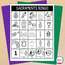 Load image into Gallery viewer, Catholic Seven Sacraments Bingo Cards Catholic Religion Vocabulary Games