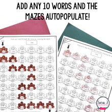Load image into Gallery viewer, Thanksgiving Turkey Mazes for Sight Word Coloring