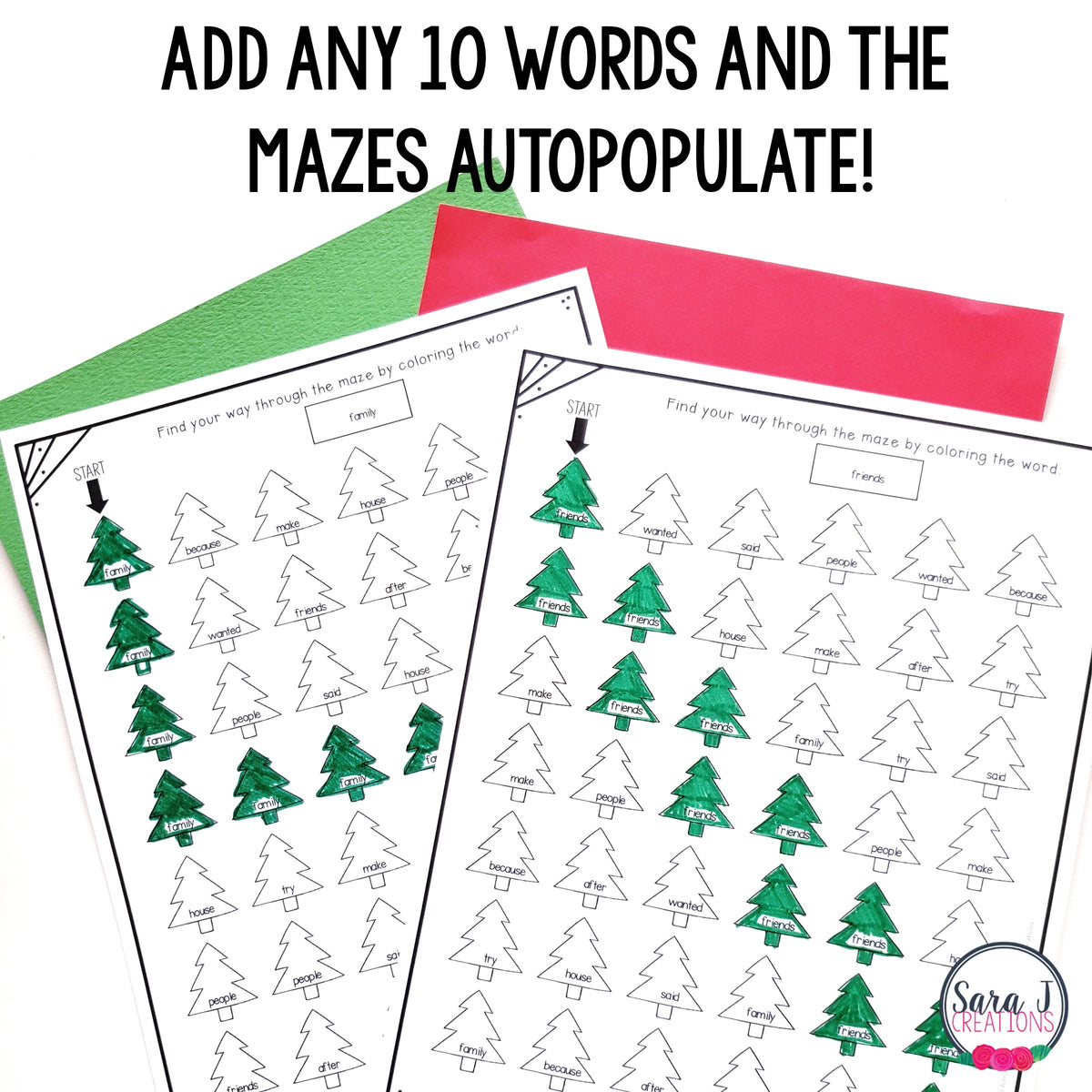 Winter and Christmas Tree Maze and Sight Word Coloring Pages – Sara J ...