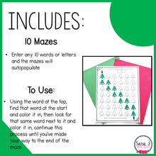 Load image into Gallery viewer, Winter and Christmas Tree Maze and Sight Word Coloring Pages