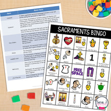 Load image into Gallery viewer, Catholic Seven Sacraments Bingo Cards Catholic Religion Vocabulary Games