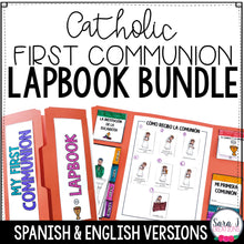 Load image into Gallery viewer, First Communion Lapbook BUNDLE in Spanish & English Eucharist Parts of the Mass