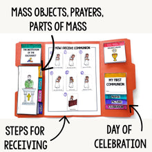 Load image into Gallery viewer, First Communion Lapbook BUNDLE in Spanish & English Eucharist Parts of the Mass
