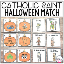 Load image into Gallery viewer, Catholic Halloween Saint Pumpkin Matching Activity