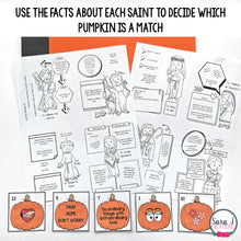 Load image into Gallery viewer, Catholic Halloween Saint Pumpkin Matching Activity