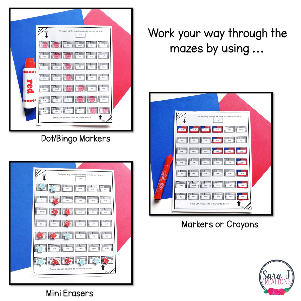 Summer Mazes Editable Sight Word Games for Memorial Day, Flag Day & 4t ...