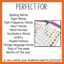 Load image into Gallery viewer, October Pumpkin Editable Fall Maze for Sight Words
