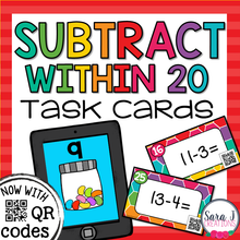 Load image into Gallery viewer, Subtraction within 20 Task Cards