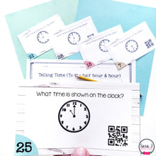 Load image into Gallery viewer, Telling Time to the Half Hour and Hour Task Cards