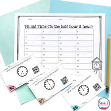 Load image into Gallery viewer, Telling Time to the Half Hour and Hour Task Cards