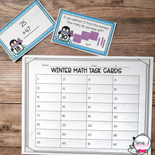 Load image into Gallery viewer, Winter Math Task Cards - Time, Money, Fractions, Place Value