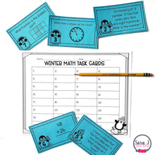 Load image into Gallery viewer, Winter Math Task Cards - Time, Money, Fractions, Place Value