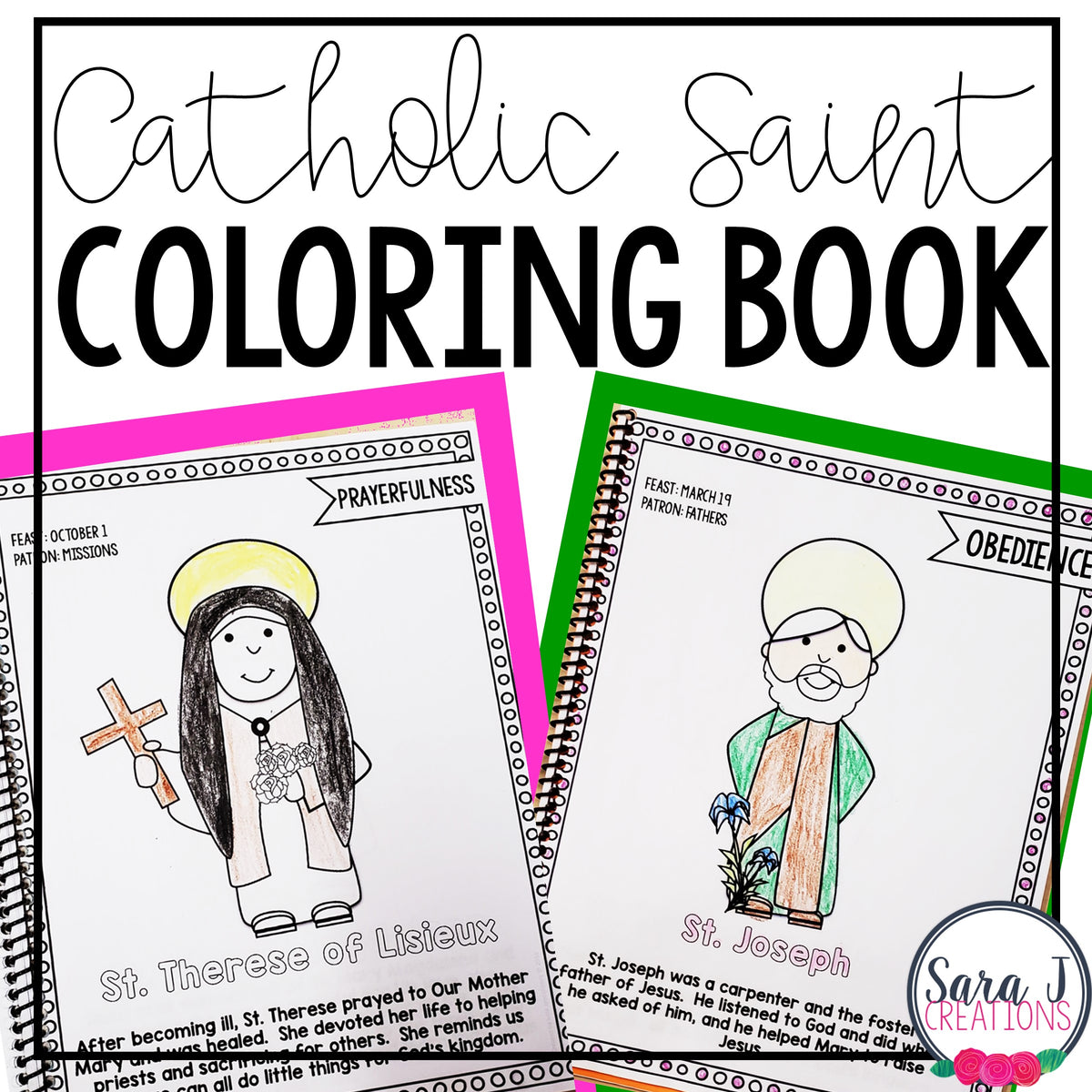 Catholic Saints Coloring Book – Sara J Creations