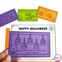 Load image into Gallery viewer, Halloween Math Task Cards - Time, Place Value, Story Problems