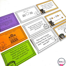 Load image into Gallery viewer, Halloween Math Task Cards - Time, Place Value, Story Problems