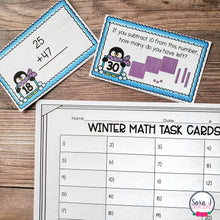 Load image into Gallery viewer, Winter Math Task Cards - Time, Money, Fractions, Place Value