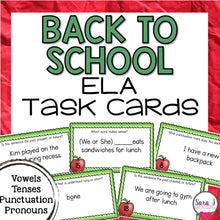 Load image into Gallery viewer, Back to School ELA Task Cards