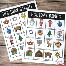 Load image into Gallery viewer, Winter Holidays Bingo - Christmas, Hanukkah, Diwali, Kwanzaa