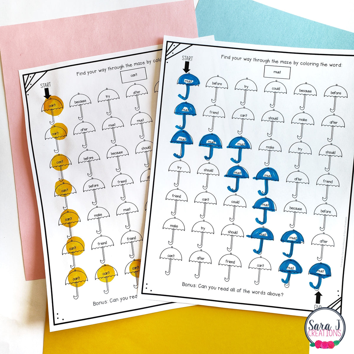 Editable Color by Sight Word Spring Mazes – Sara J Creations