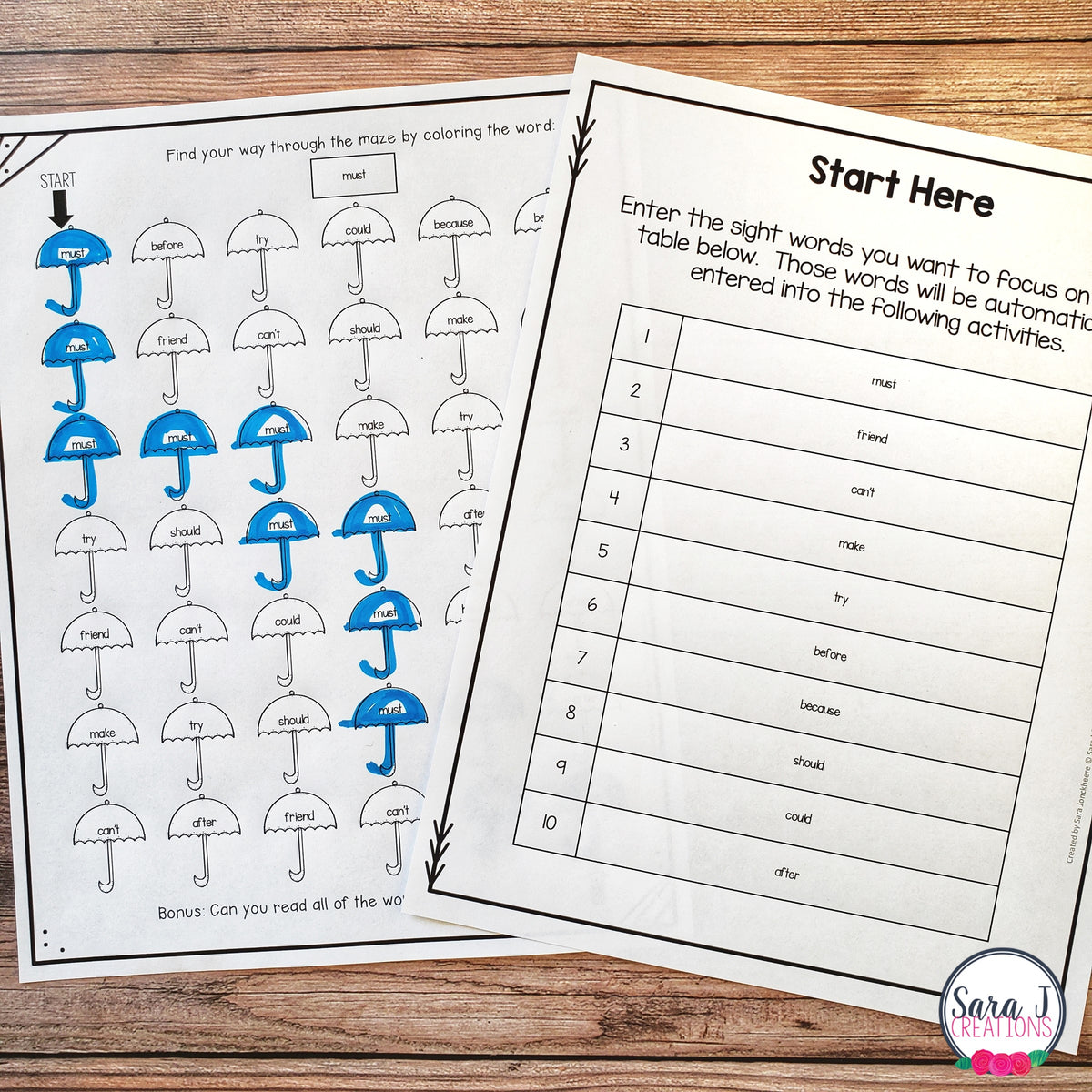 Editable Color by Sight Word Spring Mazes – Sara J Creations