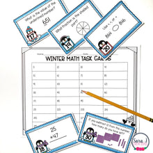 Load image into Gallery viewer, Winter Math Task Cards - Time, Money, Fractions, Place Value