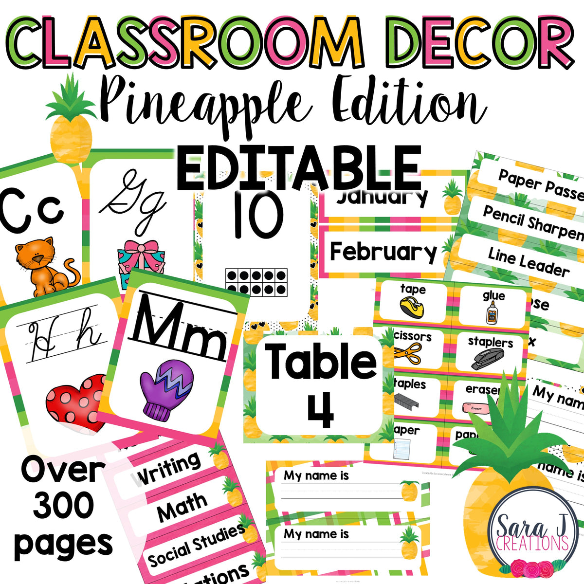 Pineapple Classroom Decor Sara J Creations