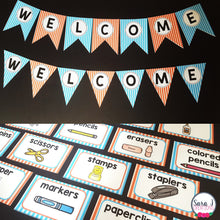 Load image into Gallery viewer, Turquoise Blue and Red Classroom Decor