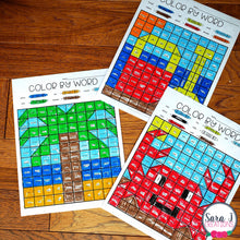 Load image into Gallery viewer, Editable Color by Sight Word Mystery Picture - Summer Version