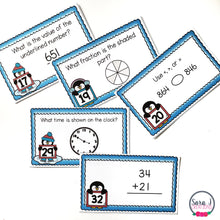 Load image into Gallery viewer, Winter Math Task Cards - Time, Money, Fractions, Place Value