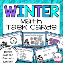 Load image into Gallery viewer, Winter Math Task Cards - Time, Money, Fractions, Place Value