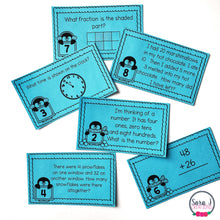 Load image into Gallery viewer, Winter Math Task Cards - Time, Money, Fractions, Place Value