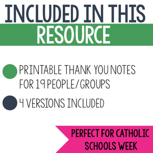 Catholic Schools Week Thank You Notes
