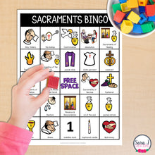 Load image into Gallery viewer, Catholic Seven Sacraments Bingo Cards Catholic Religion Vocabulary Games
