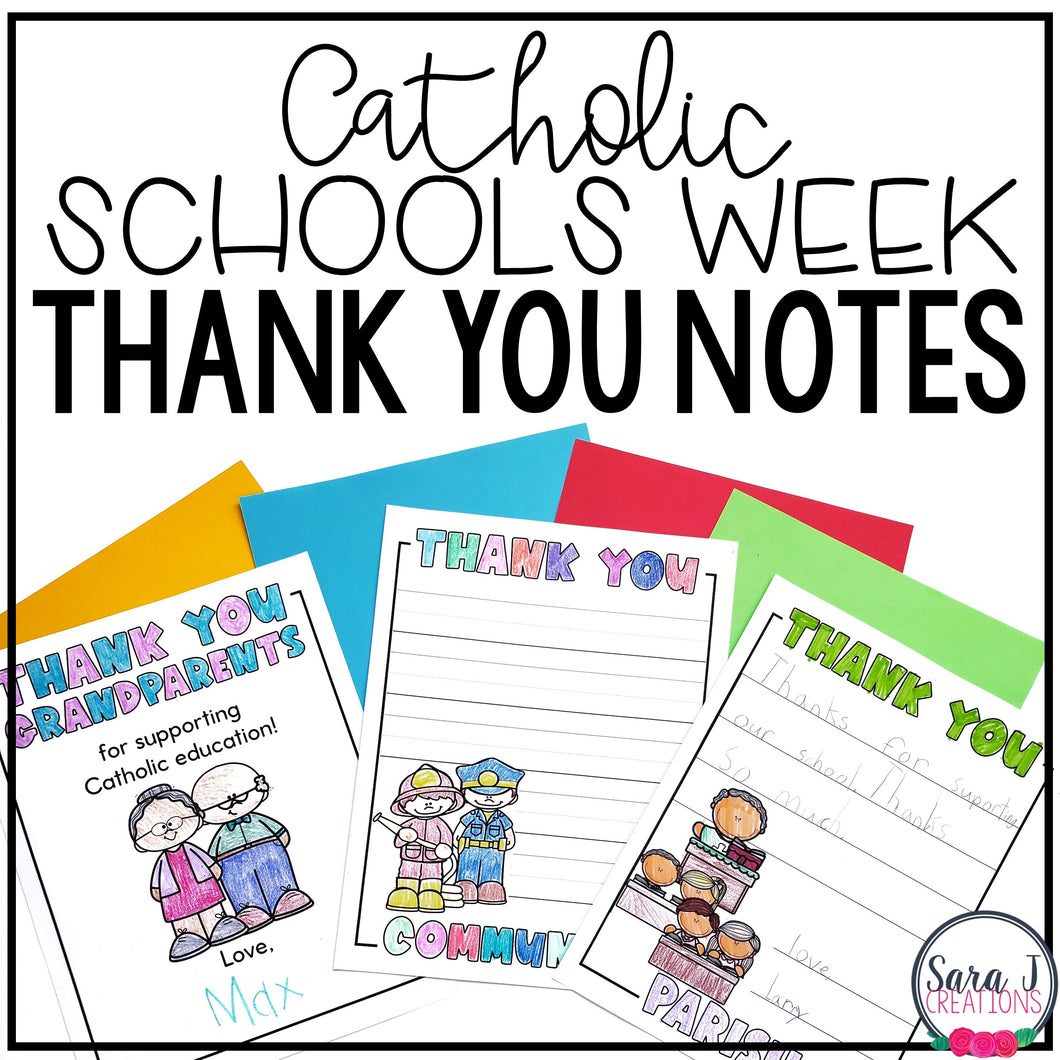 Catholic Schools Week Thank You Notes