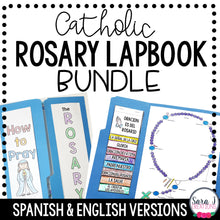 Load image into Gallery viewer, Rosary Lapbook BUNDLE English Spanish Catholic
