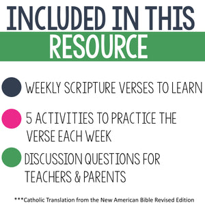 Catholic Bible Verses for the Year Bible Lessons Kids Activities