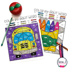 Load image into Gallery viewer, Back to School Coloring Sheets Color by Sight Word Editable Pages
