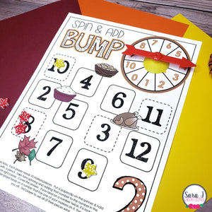 Thanksgiving Addition Fact Fluency Games