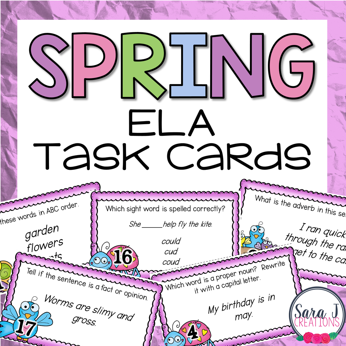 Spring ELA Task Cards – Sara J Creations