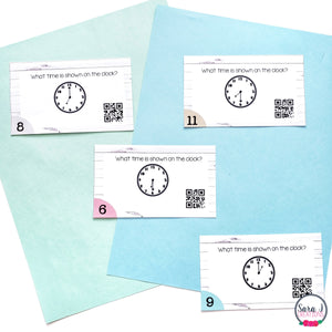 Telling Time to the Half Hour and Hour Task Cards