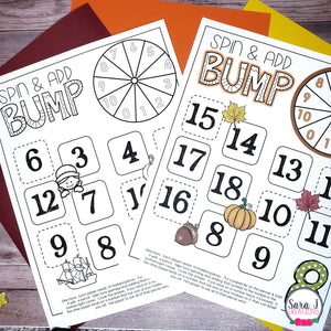 Thanksgiving Addition Fact Fluency Games