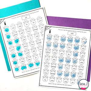 Winter Color by Sight Word Mazes - Snowman Mazes for January