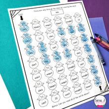 Load image into Gallery viewer, Winter Color by Sight Word Mazes - Snowman Mazes for January
