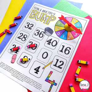 Beginning of the Year Math Games Multiplication Bump Games for Back to School