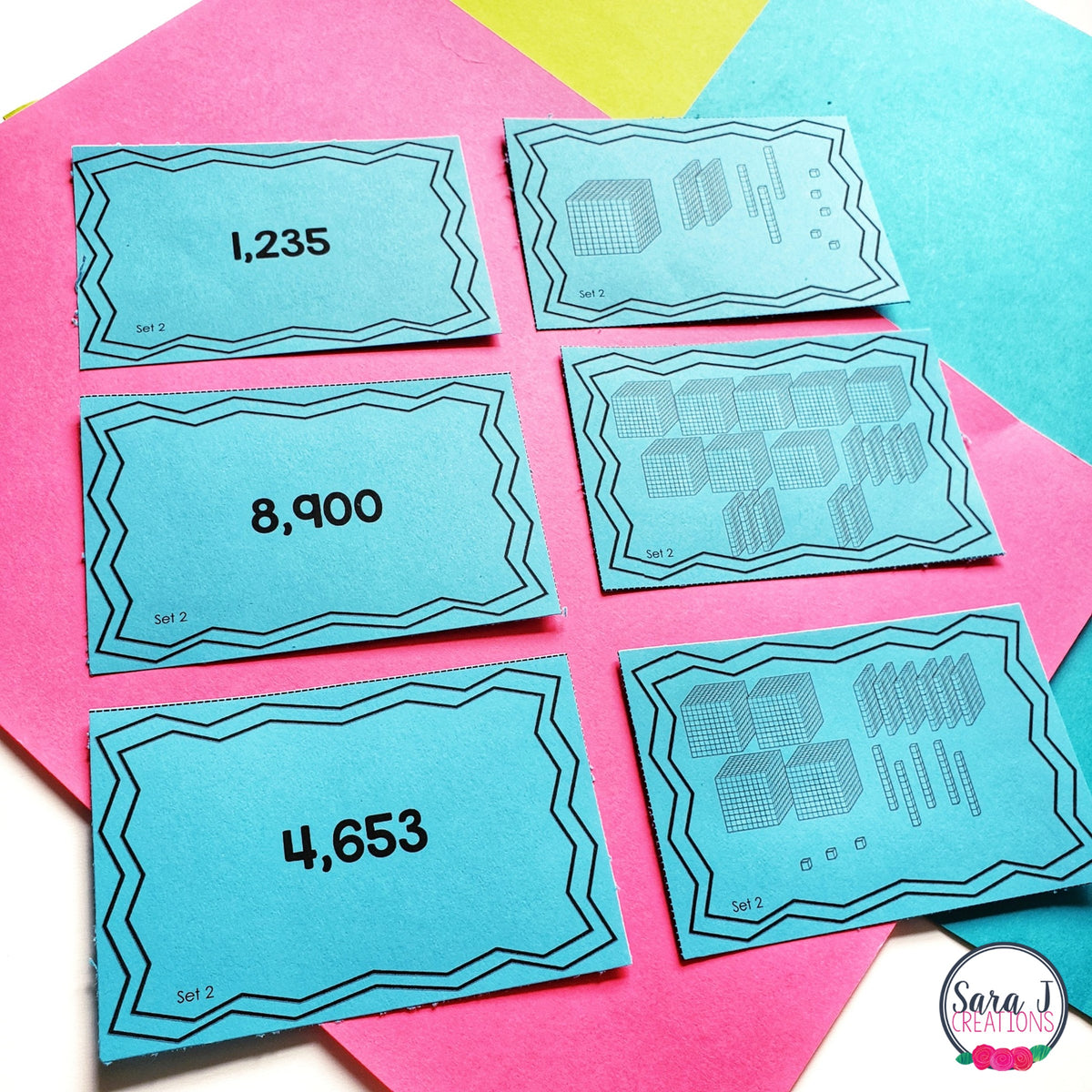 Base Ten Game Card Base Ten Matching Cards Place Value – Sara J Creations