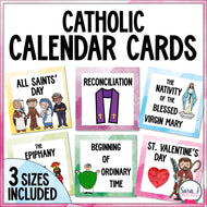 Catholic Calendar Cards for the Liturgical Year Classroom Decor