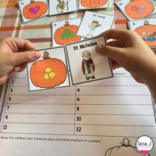 Load image into Gallery viewer, Catholic Halloween Saint Pumpkin Matching Activity
