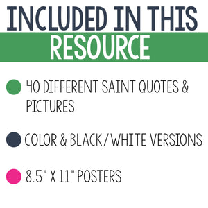 Catholic Saint Quotes Posters Catholic Classroom Decor All Saints Day Decor